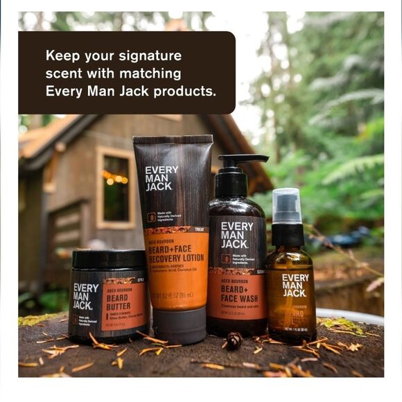 Every Man Jack Men's Aged Bourbon Beard Kit Holiday Gift Set, Face Wash, Beard B - Picture 3 of 12